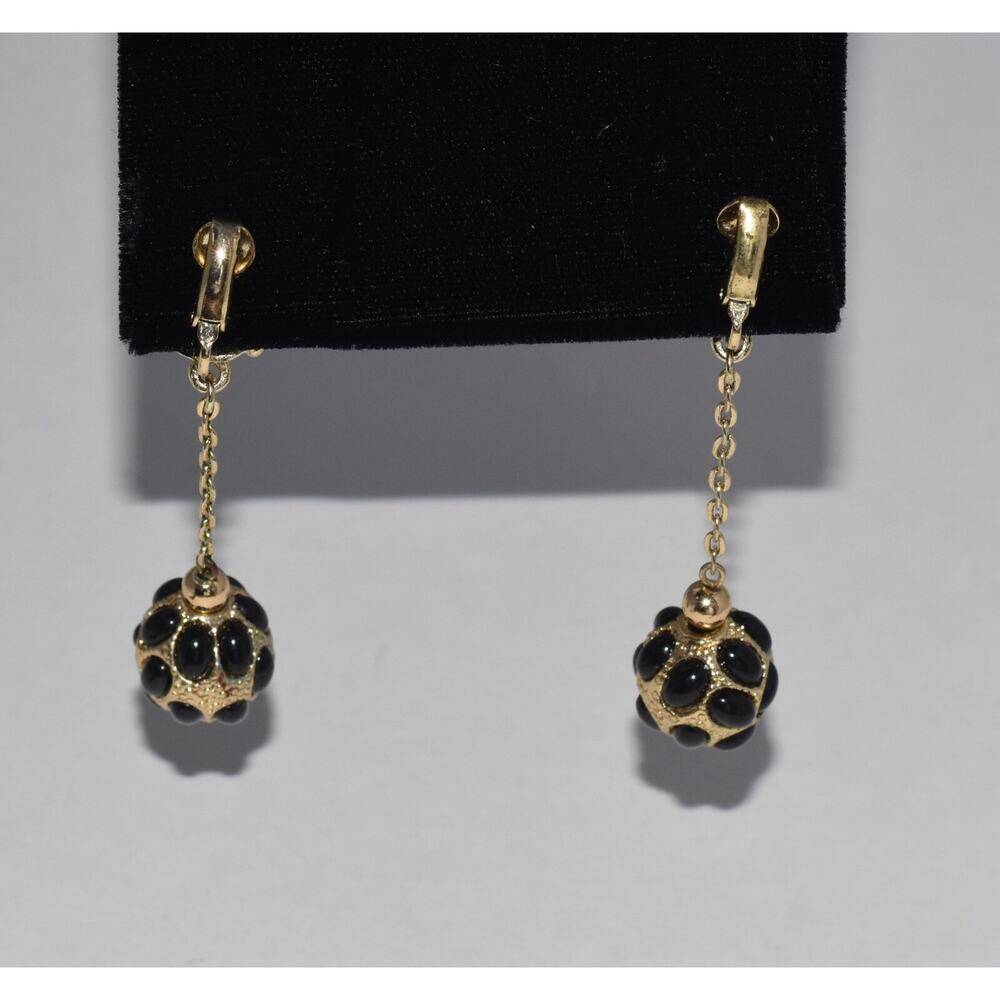 Kenneth Jay Lane Kjl Black Cabochon Dangling Ball… - image 7